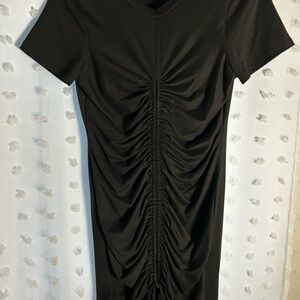 Black Ruched short sleeve Dress